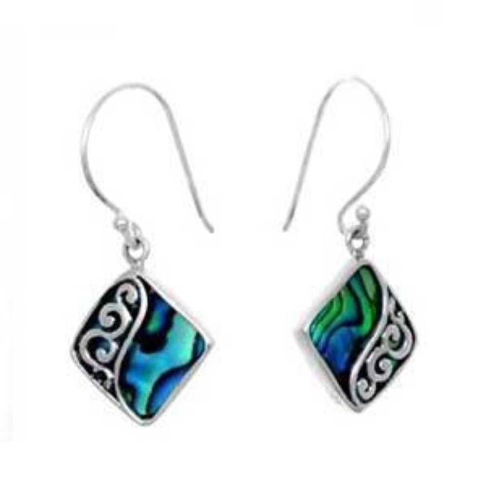 Sterling Silver Diamond Shaped Abalone Shell Bali.